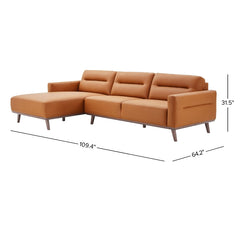 Ella L-Shaped Cognac PU Leather Right Sectional Couch