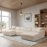 Mar U-Shape Corner Sofa - Cream Corduroy