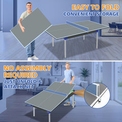 6*3ft Grey Mid-Size Ping Pong Conversion Top Foldable & Portable Table Tennis Table Top for Indoor Games