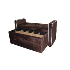 22" Shoe Storage Bench, Brown Suede