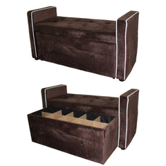 22" Shoe Storage Bench, Brown Suede