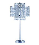 26" Tall" Holly Glam" 2-Tiered Table Lamp with Charging and USB Port, Silver