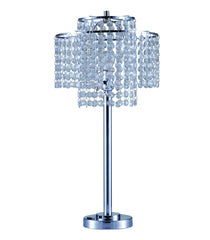 26" Tall" Holly Glam" 2-Tiered Table Lamp with Charging and USB Port, Silver