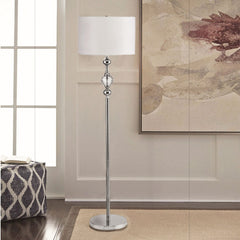 62.5" Tall Metal Floor Lamp" Leona" with Chrome finish and Crystal Accents