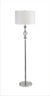 62.5" Tall Metal Floor Lamp" Leona" with Chrome finish and Crystal Accents
