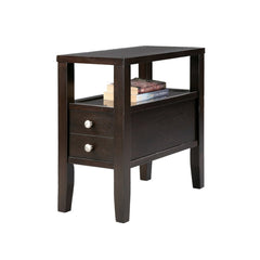 24" Tall Wooden Side Table / End Table, 2 drawers, Traditional Design, Espresso