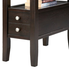 24" Tall Wooden Side Table / End Table, 2 drawers, Traditional Design, Espresso