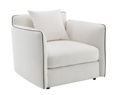 Yolanda Beige Chenille Chair w/Pillow