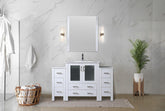 White Bath Vanity 54 in. W x 18.25 in. D, with Side Cabinets, Faucet Set, White Ceramic Top, and 28 in. Mirror