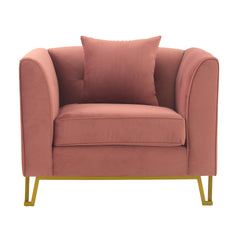 Wynnora Blush Fabric Upholstered Sofa Accent Chair with Brushed Gold Legs