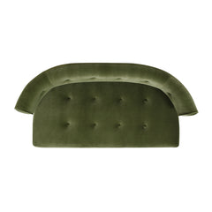 Jared Roll Arm Tufted Bench Settee, Olive Green Performance Velvet