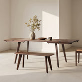 Capri 41.5" Solid Red Oak Wood Bench, Dark Brown Red Oak