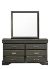 Modern 6 Drawer Dresser made with Wood in Gray(INCLUDES DRESSER ONLY NOT MIRROR)