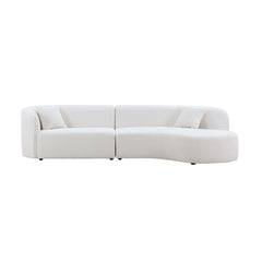 Luxury Modern Style Living Room Upholstery Curved Sofa with Chaise 2-Piece Set, Right Hand Facing Sectional, Boucle Couch, White (Same Sku:W876S00299)