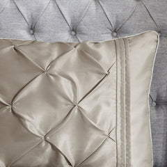 7-Piece Queen 100% Polyester Pieced Pleated Tufted Comforter Set