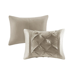 7-Piece Queen 100% Polyester Pieced Pleated Tufted Comforter Set