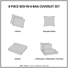 8-Piece Full 8 Piece Quilt Set with Cotton Bed Sheets,Navy