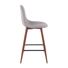 Pebble Mid-Century Modern Counter Stool in Walnut and Light Grey by LumiSource - Set of 2