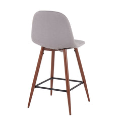 Pebble Mid-Century Modern Counter Stool in Walnut and Light Grey by LumiSource - Set of 2