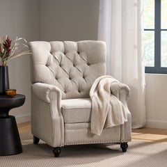 Button Tuffted Heavy Duty Manual Reclining Sofa , Home Theater Seating, Pushback Recliner Chair Armchair Push Back Recliner with Rivet Decoration Single Sofa Accent Chair for Living Room