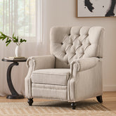 Button Tuffted Heavy Duty Manual Reclining Sofa , Home Theater Seating, Pushback Recliner Chair Armchair Push Back Recliner with Rivet Decoration Single Sofa Accent Chair for Living Room