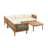 SECTIONAL SEATING GROUP WITH WATERPROOF CUSHIONS - PREMIUM OUTDOOR SOFA SET(BEIGE CUSHION)