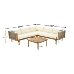 SECTIONAL SEATING GROUP WITH WATERPROOF CUSHIONS - PREMIUM OUTDOOR SOFA SET(BEIGE CUSHION)