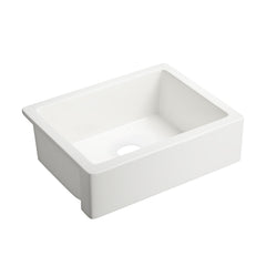24"L x 19" W Farmhouse/Apron Front White Ceramic Kitchen Sink