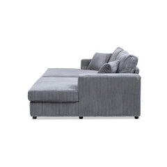 Goliath 86" Oversized Double Chaise Lounge Sofa Bed Carbon Gray Corduroy