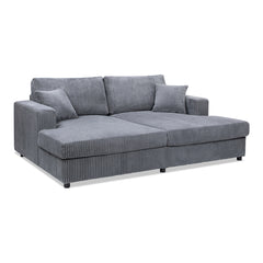 Goliath 86" Oversized Double Chaise Lounge Sofa Bed Carbon Gray Corduroy