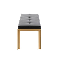 Fuji Contemporary Bench in Gold Metal and Black Faux Leather by LumiSource