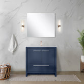 Navy Blue Bath Vanity 36 in. W x 20 in. D, White Quartz Top and Rose Gold Faucet Set