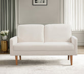 Velvet Loveseat Sofa, European Style with Sleek Design, Modern & Vintage Flair, Upholstered 2 Seater Couch, Chic Living Room Furniture Seating for Home, Apartment or Office, Ivory