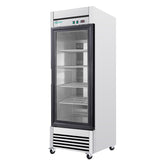 27" Single Glass Door Commercial Reach-In Display Refrigerator, 33–40°F Merchandiser Cooler, Stainless Steel, R290, ETL DOE