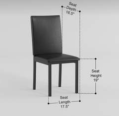 Set of 4 Dining Chairs Black Faux Leather Upholstery Casual Dining Room Furniture Metal Frame