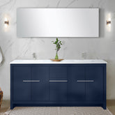 Navy Blue Double Bath Vanity 72 in. W x 20 in. D, Cultured Marble Top and Brushed Nickel Faucet Set