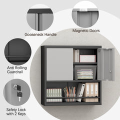 Metal Adjustable 2 Doors Metal Storage Cabinet Kitchen Pantry Cabinet With Adjustable Shelves Tall Steel Cabinet Locker For Kitchen, Living Room, Dining Room And Office