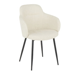 Boyne Contemporary Accent Chair in Black Metal and Cream Fabric by LumiSource - Set of 2