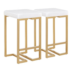 Midas 26" Contemporary-glam Counter Stool in Gold with White Velvet Cushion by LumiSource - Set of 2