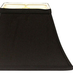 Rectangle Bell Hardback Lampshade with Washer Fitter, Black Natural Fabric Lampshade with White Lining for Table Lamps, 5" Top x 12" Bottom x 9" Height