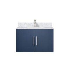 Navy Blue Bath Vanity 30 in. W x 22 in. D, Carrara Marble Top, and Faucet Set