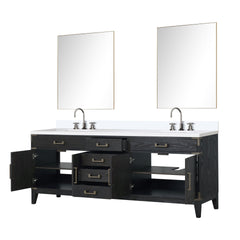 Brown Oak Double Bath Vanity 84 in. W x 22 in. D