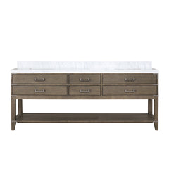 Grey Oak Double Bath Vanity 84 in. W x 22 in. D, with Carrara Marble Top