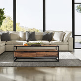 Ulera Rectangle Coffee Table with Shelf in Acacia and Black Metal