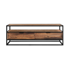 Ulera Rectangle Coffee Table with Shelf in Acacia and Black Metal