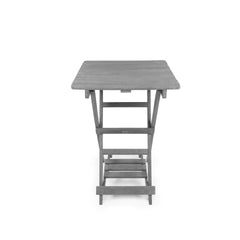 Summit Ridge Fully Assembled All-Weather Recycled HDPE Outdoor Folding Bar table, Grey