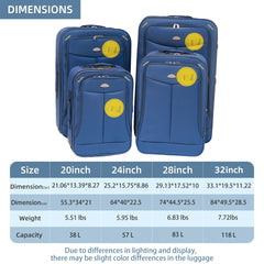 4-piece suitcase, suitcase blue