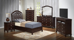 Charming Transitional Twin Bed In Cappuccino