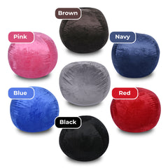 Minky Velvet Bean Bag Chair, Blue-4ft Plush Floor Chair for Kids and Adults w/ Washable Cover, Lounge Chair with Stretchable Fabric, Comfy Bedroom Chair, Filled with Shredded and Memory Foam.