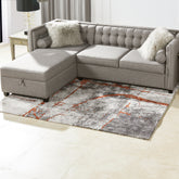 Quarry 5x6.5' Abstract Area Rug, Gray & Orange Polypropylene